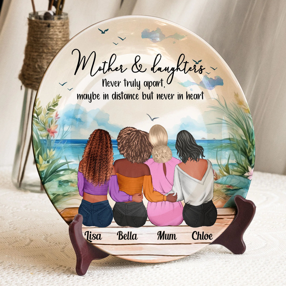 Mother & Daughters Never Truly Apart Mom Gifts - Personalized Ceramic Plate