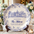 Custom Wedding Venue Photo, Toile Illustrated Venue Decor - Wedding Gifts For Couples - Personalized Ceramic Plate