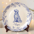 Dog Lover Custom Gift Chinoiserie Toile De Jouy Style - Personalized Ceramic Plate