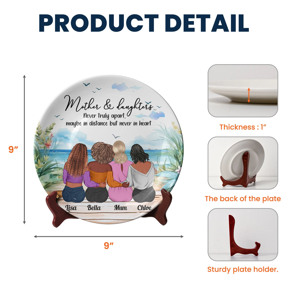 Mother & Daughters Never Truly Apart Mom Gifts - Personalized Ceramic Plate