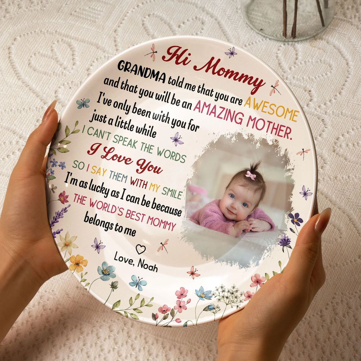 The Best Mommy Belongs To Me First Mom New Mom Gift - Personalized Ceramic Photo Plate