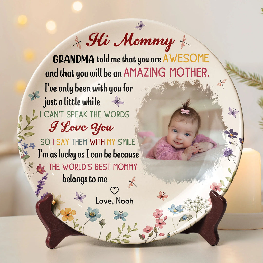 The Best Mommy Belongs To Me First Mom New Mom Gift - Personalized Ceramic Photo Plate