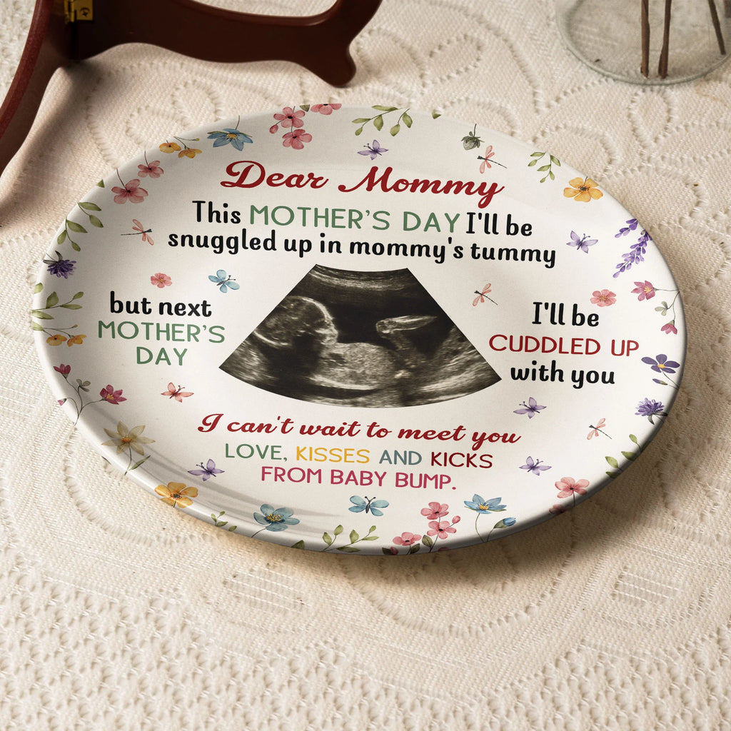 Next Mother's Day I'll Be Cuddled Up With You To Be Mom - Personalized Ceramic Photo Plate
