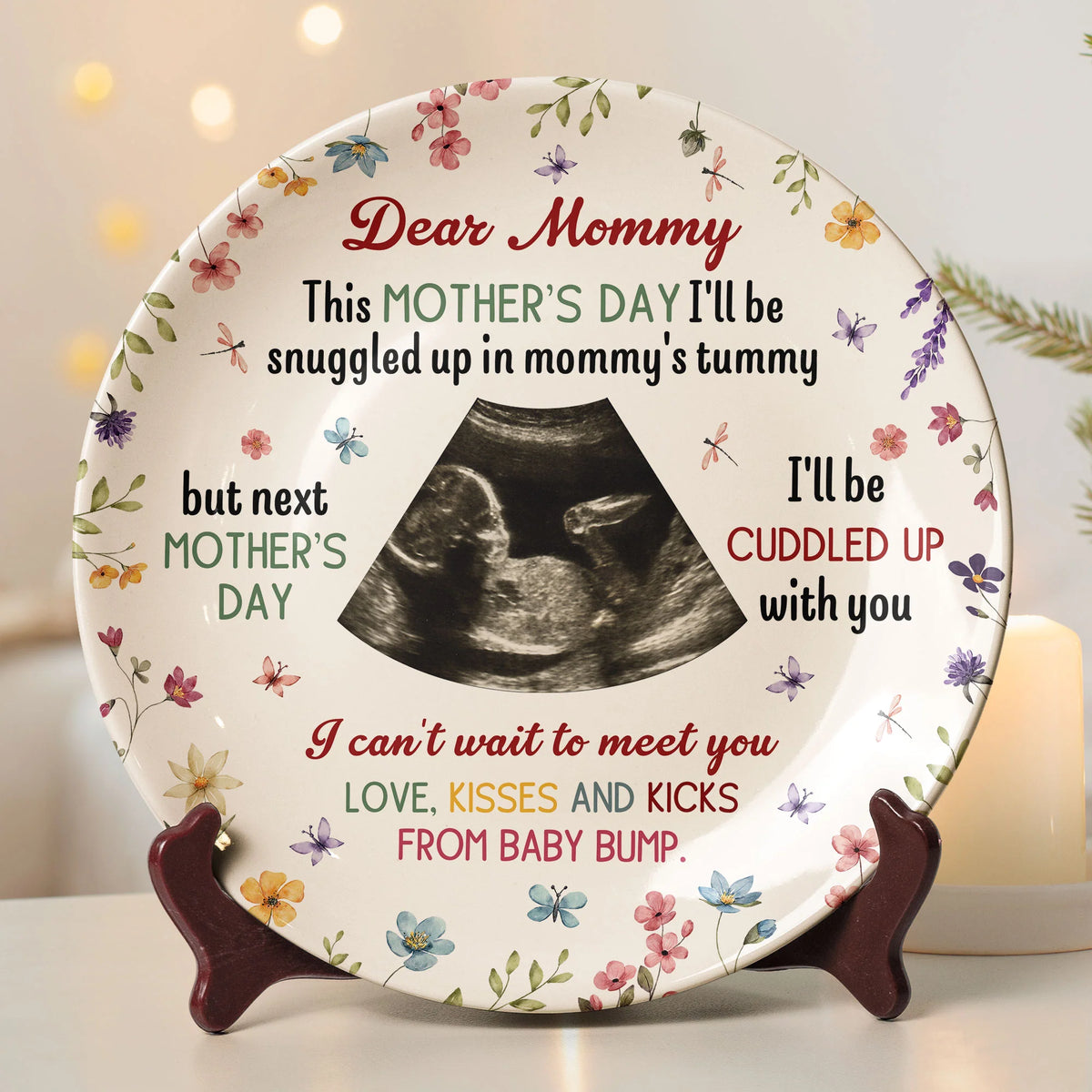 Next Mother's Day I'll Be Cuddled Up With You To Be Mom - Personalized Ceramic Photo Plate