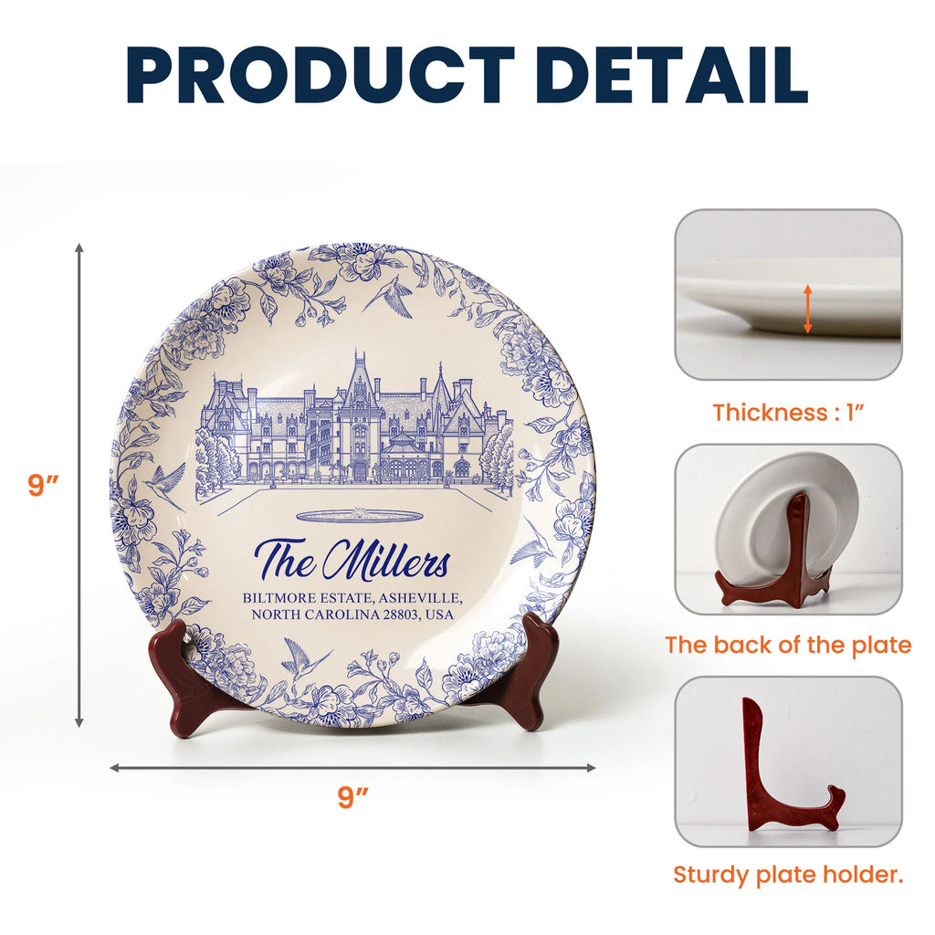 Custom Wedding Venue Photo, Toile Illustrated Venue Decor - Wedding Gifts For Couples - Personalized Ceramic Plate